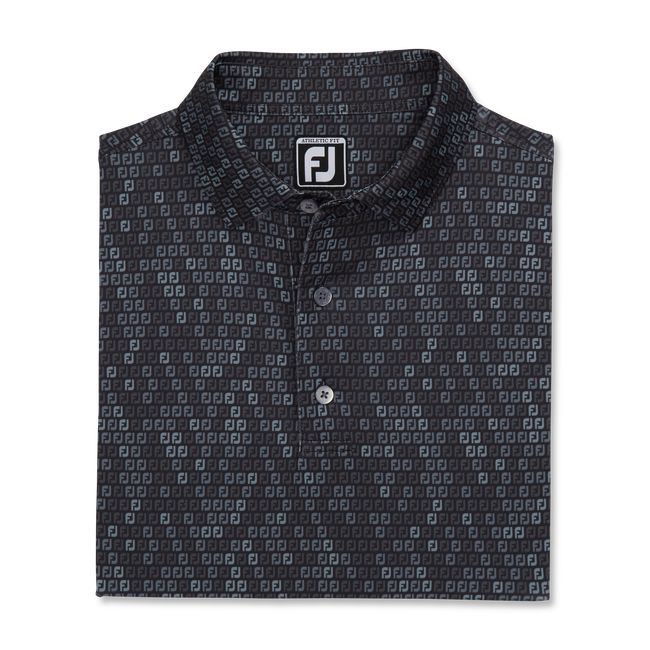 Men's Footjoy Athletic Fit Lisle Digital Camo Fj Print Shirts Black | WRPBKXE-84