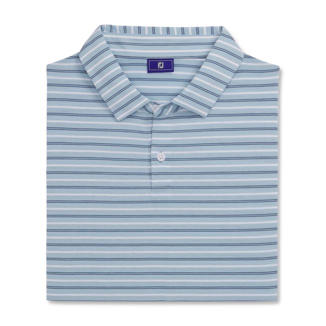 Men's Footjoy Athletic Fit Multi-Stripe Jersey Shirts Blue | RAXMJFC-81