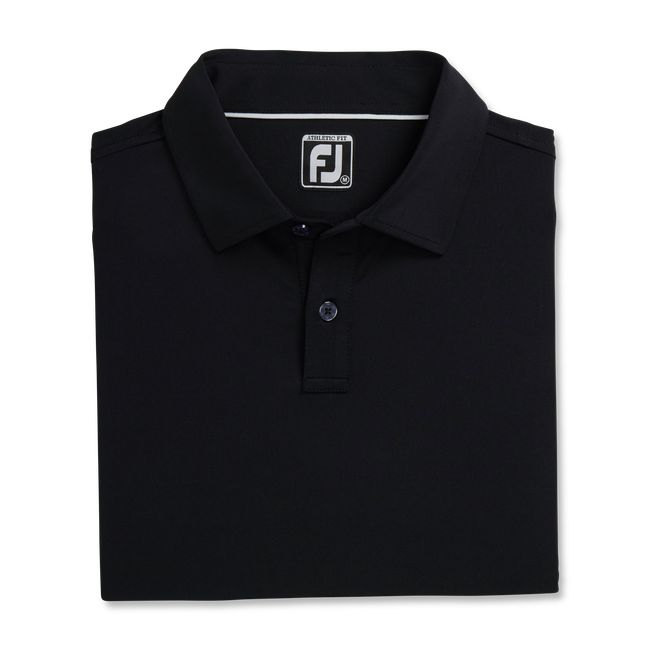 Men's Footjoy Athletic Fit Solid Lisle Self Collar Shirts Black | KQOXUCD-71