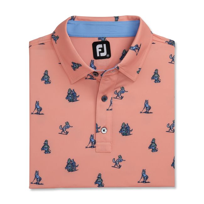 Men's Footjoy Coyote Print Lisle Self Collar  Shirts Rose | OEYVXKC-70