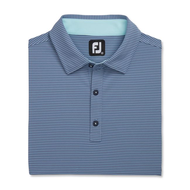 Men's Footjoy Feeder Stripe Mix Stretch Pique Self Collar Shirts Blue | NQIJOHP-85