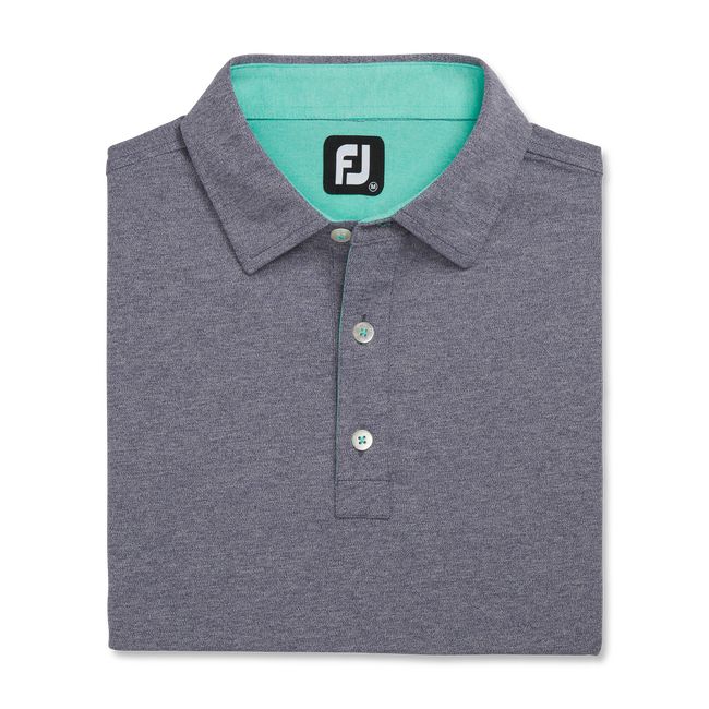 Men's Footjoy Heather Stretch Pique Solid Self Collar Shirts Grey | PJYCXEQ-27