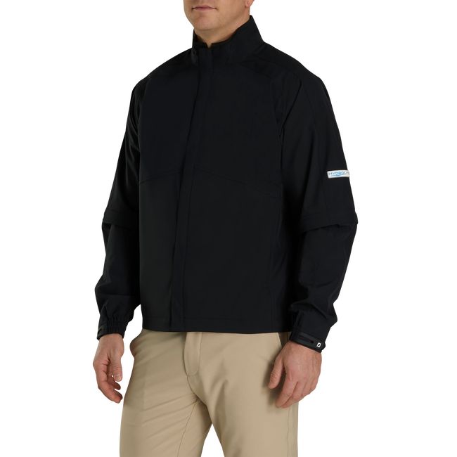 Men's Footjoy HydroLite Zip-Off Sleeves Rain Jackets Black | KXZMVJU-08