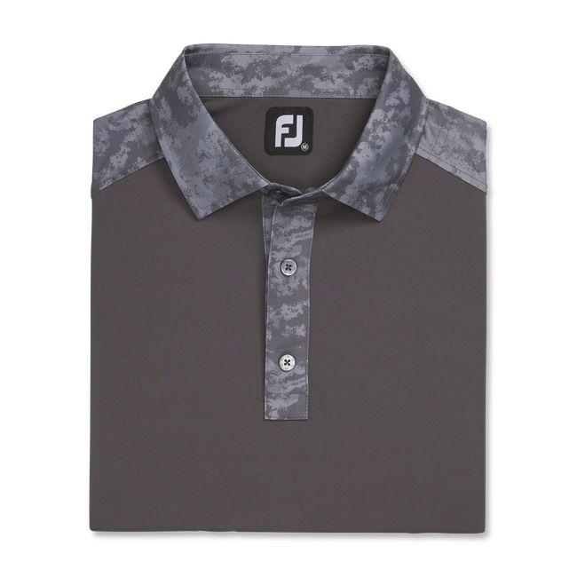 Men's Footjoy Lisle Cloud Camo Trim Self Collar Shirts Dark Grey | ERNKMFB-83