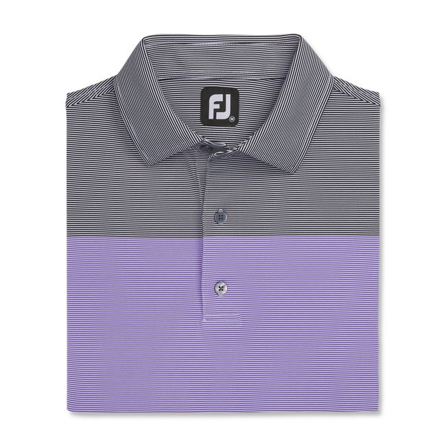 Men's Footjoy Lisle End-On-End Block Self Collar Shirts Grey / Purple | XKJAHVL-25