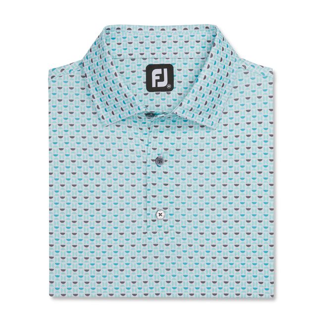 Men's Footjoy Lisle Half Moon Geo Self Collar Shirts Light Blue | CBSKZFG-15