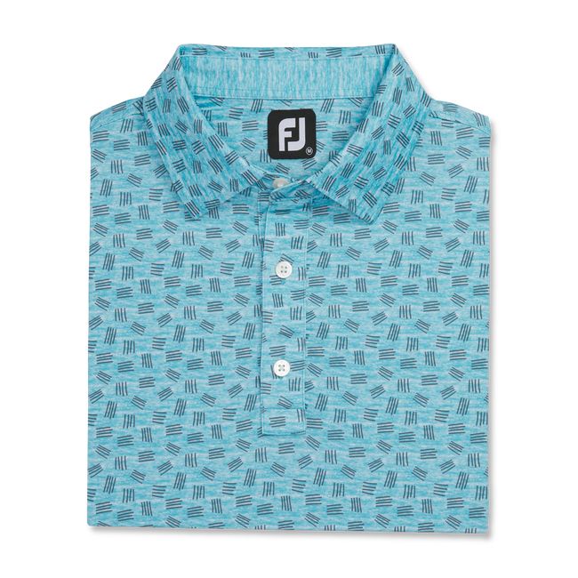 Men's Footjoy Lisle Sketched Print Self Collar Shirts Turquoise | QHLIUFV-70