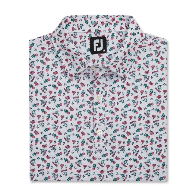 Men's Footjoy Mini Floral Lisle Self Collar Shirts Flower | YLITHRG-74