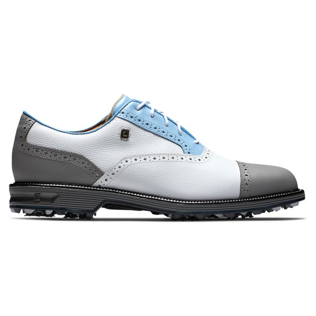 Men's Footjoy Myjoys Premiere Series - Tarlow Spiked Golf Shoes White / Light Blue / Grey | KHTCPSD-63