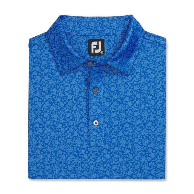 Men's Footjoy Painted Floral Lisle Self Collar Shirts Blue | SBUYLAV-75