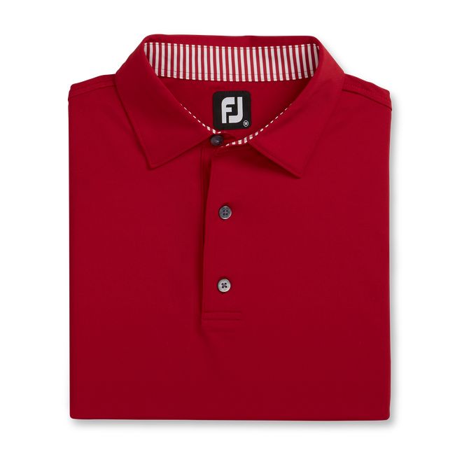 Men's Footjoy Solid Lisle Self Collar Shirts Red | AQSCVPI-39