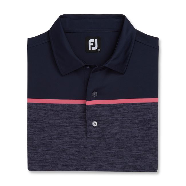 Men's Footjoy Spacedye Block Lisle Self Collar Shirts Navy | IJAXKCS-73