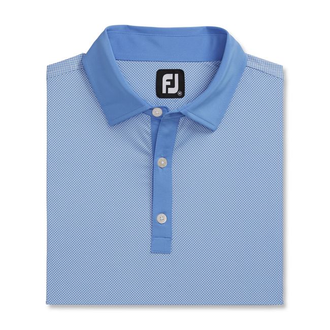 Men's Footjoy Stretch Lisle Mini Check Print Shirts Blue | LHNWGJC-14