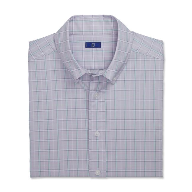 Men's Footjoy Super Soft Woven Plaid Shirts Azure | HZDWOJU-98