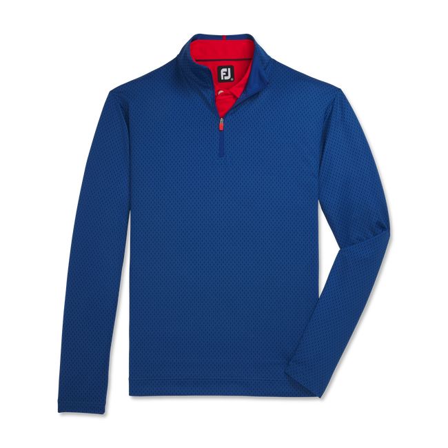 Men's Footjoy Tonal Print Knit Mid-Layer Sweatshirt Blue | HBMKXZS-21