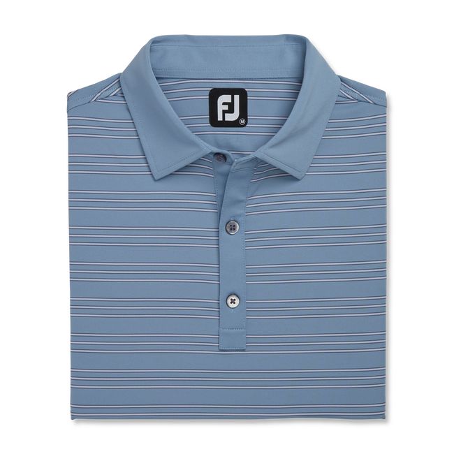 Men's Footjoy Trio Stripe Lisle Self Collar Shirts Blue | XIWGZNT-72