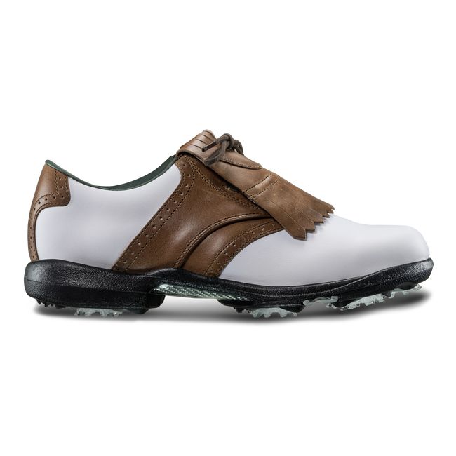 Women's Footjoy Dryjoys Golf Shoes White / Brown | RWMGZUJ-30