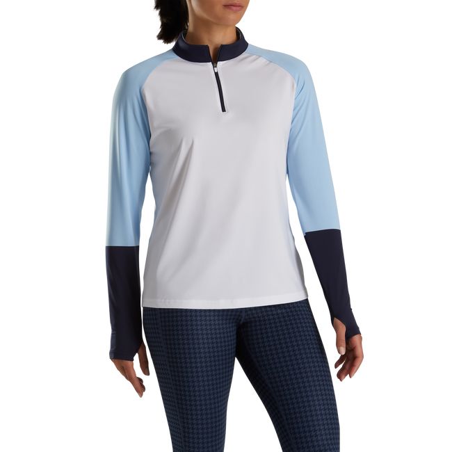 Women's Footjoy Micro Stripe Sun Protection Shirts White / Blue | CXDRHGP-42