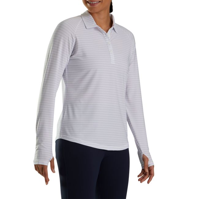 Women's Footjoy Pin Stripe Sun Protection Shirts White | CESGTOR-32