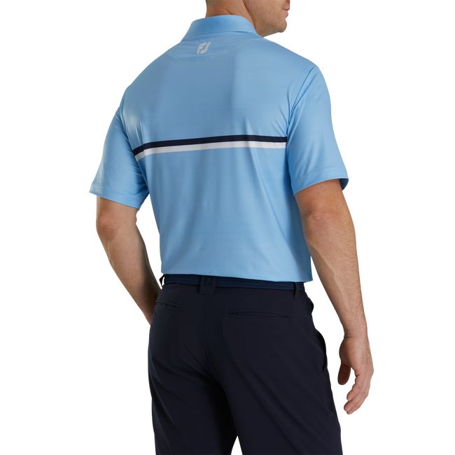 Men's Footjoy 1927 Trophy Double Chest Stripe Self Collar Shirts Blue | QJNUCVR-60