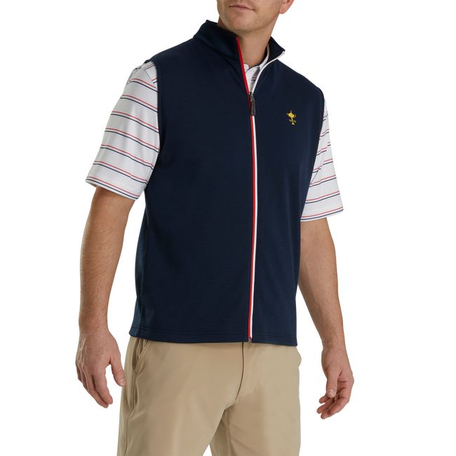 Men's Footjoy 1927 Trophy Full-Zip Vest Navy | IGYZPUL-76