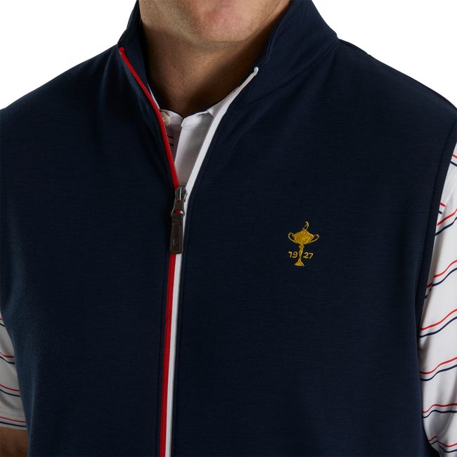 Men's Footjoy 1927 Trophy Full-Zip Vest Navy | IGYZPUL-76