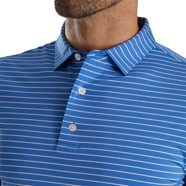 Men's Footjoy Athletic Fit Classic Stripe Self Collar Shirts Navy | SVGYUEI-13