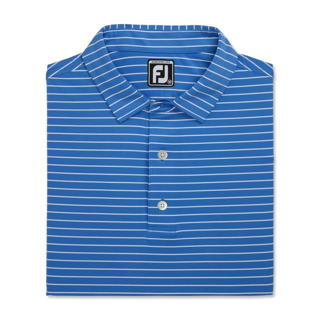 Men\'s Footjoy Athletic Fit Classic Stripe Self Collar Shirts Navy | SVGYUEI-13