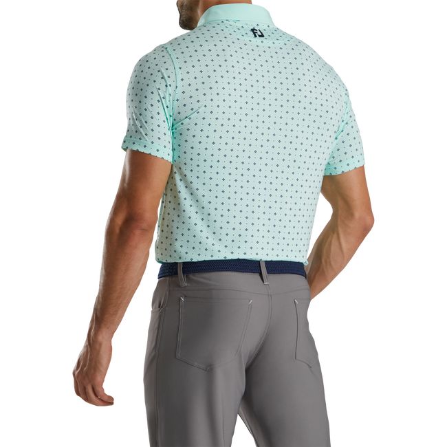 Men's Footjoy Athletic Fit Deco Print Self Collar Shirts Mint | OBUXIJZ-50