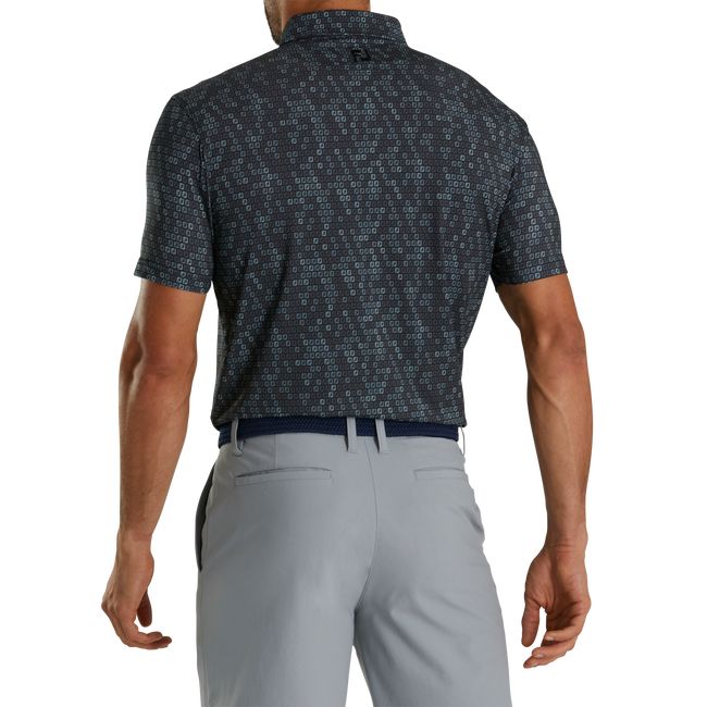 Men's Footjoy Athletic Fit Lisle Digital Camo Fj Print Shirts Black | WRPBKXE-84