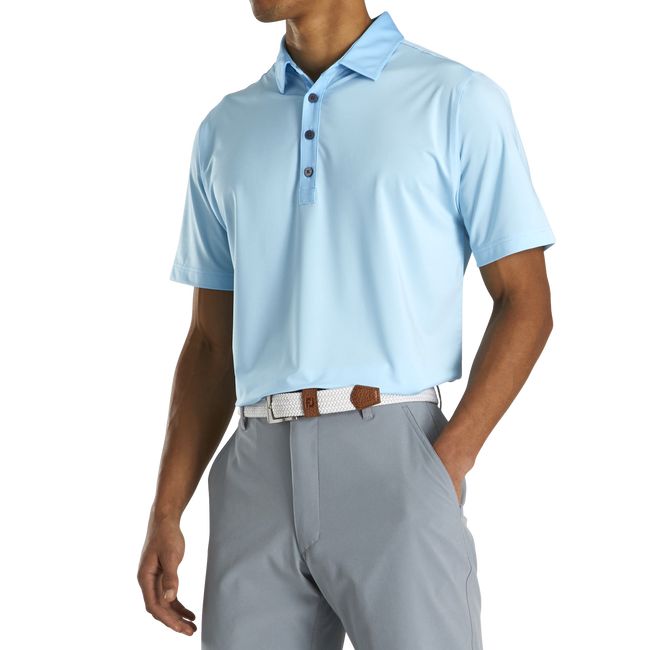 Men's Footjoy Athletic Fit Lisle End-On-End Self Collar Shirts Azure | SFCXVQO-20