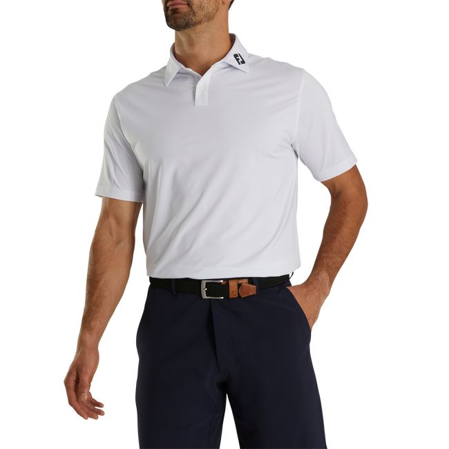 Men's Footjoy Athletic Fit Solid Lisle Self Collar Shirts White | HWJLQUG-26