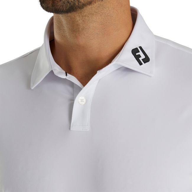 Men's Footjoy Athletic Fit Solid Lisle Self Collar Shirts White | HWJLQUG-26