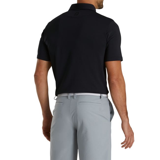 Men's Footjoy Athletic Fit Solid Lisle Self Collar Shirts Black | KQOXUCD-71