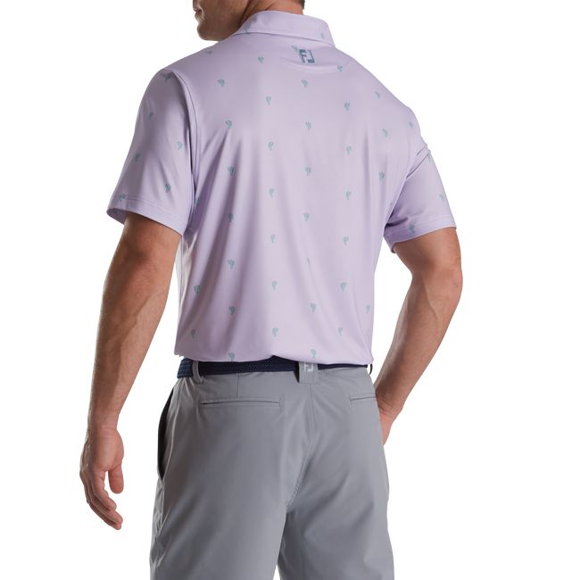 Men's Footjoy Cactus Print Lisle Self Collar Shirts Purple | RJMEQGK-15