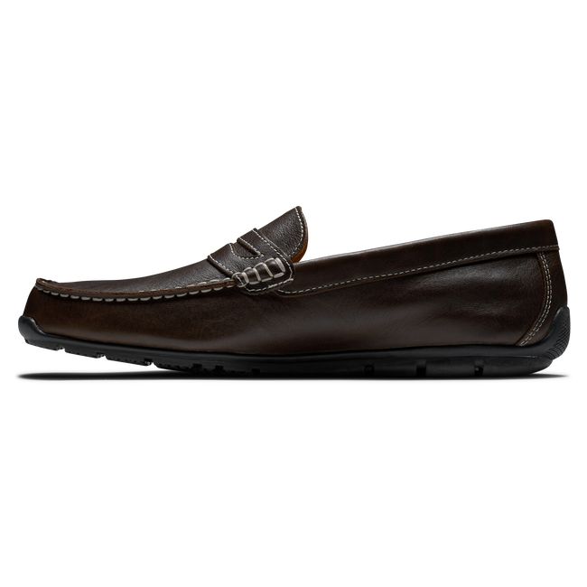 Men's Footjoy Club Casuals Penny Loafers Chocolate | EBMQPTO-30