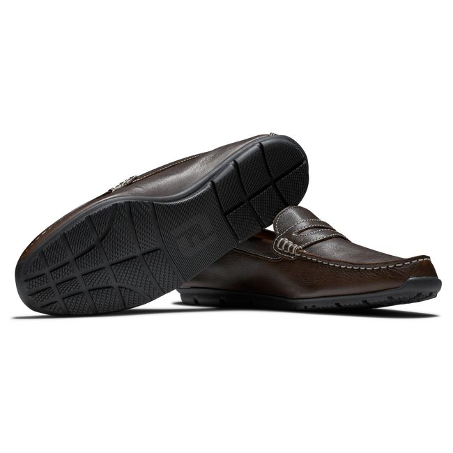 Men's Footjoy Club Casuals Penny Loafers Chocolate | EBMQPTO-30