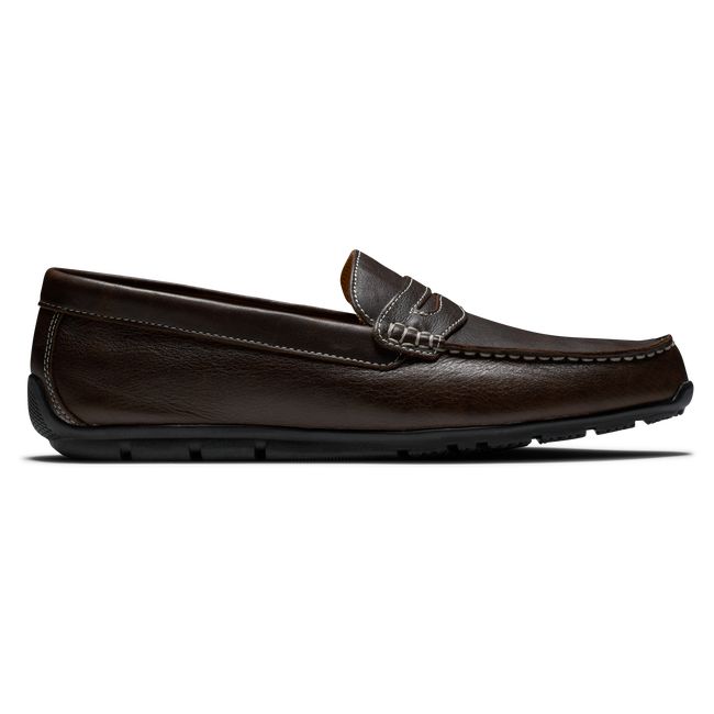 Men\'s Footjoy Club Casuals Penny Loafers Chocolate | EBMQPTO-30