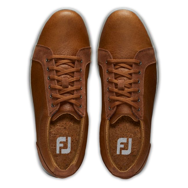 Men's Footjoy Club Casuals Spiked Golf Shoes Brown | ASFMJVQ-97