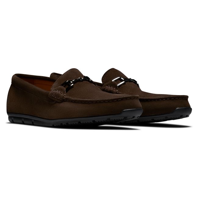 Men's Footjoy Club Casuals Suede Loafers Chocolate | GIOXJZU-96