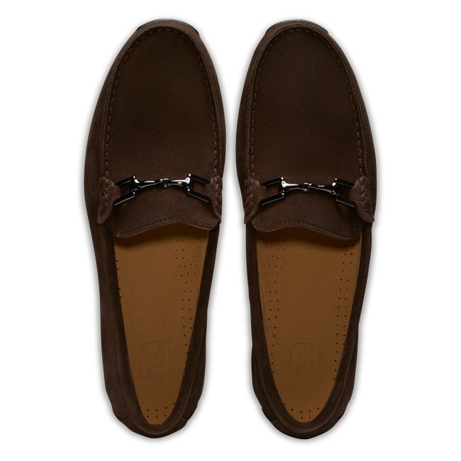 Men's Footjoy Club Casuals Suede Loafers Chocolate | GIOXJZU-96