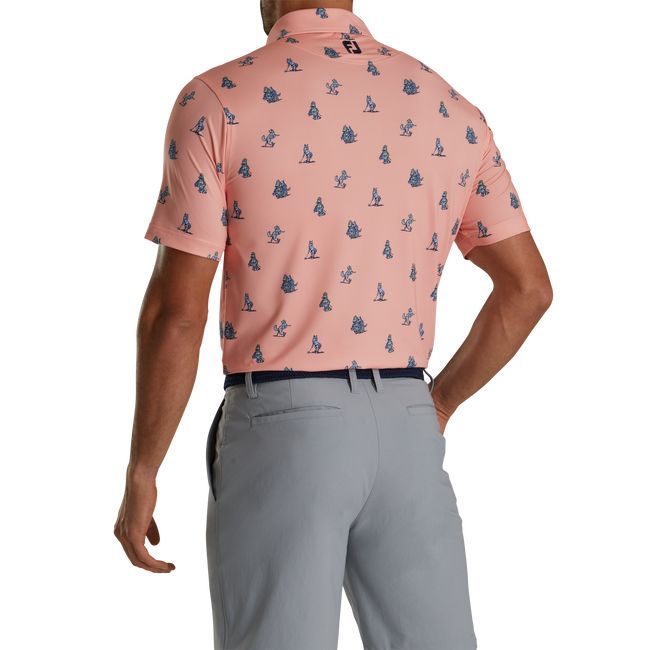 Men's Footjoy Coyote Print Lisle Self Collar  Shirts Rose | OEYVXKC-70