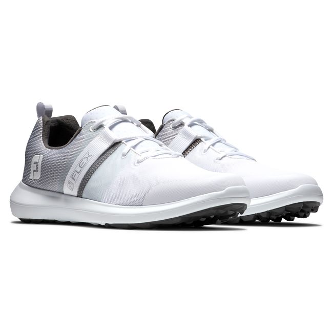 Men's Footjoy Flex Golf Shoes White / Grey | AOWBDMS-64