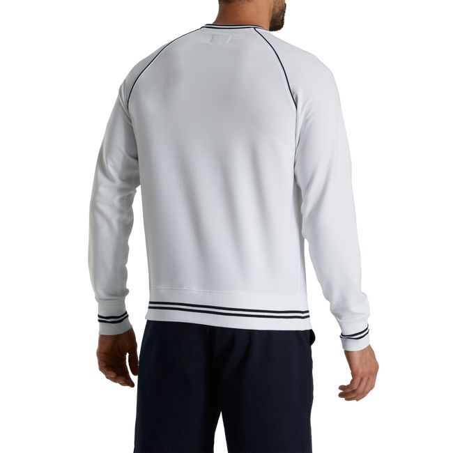 Men's Footjoy French Terry Raglan Crewneck Sweatshirt White | VNAFWDQ-12