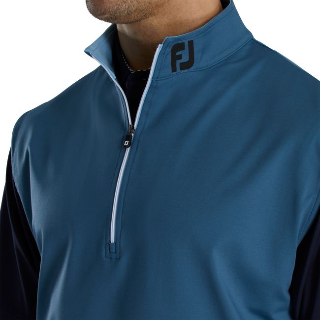 Men's Footjoy Half-Zip Jersey - Fj Tour Collar Vest Black / Blue | JBIGXKW-50