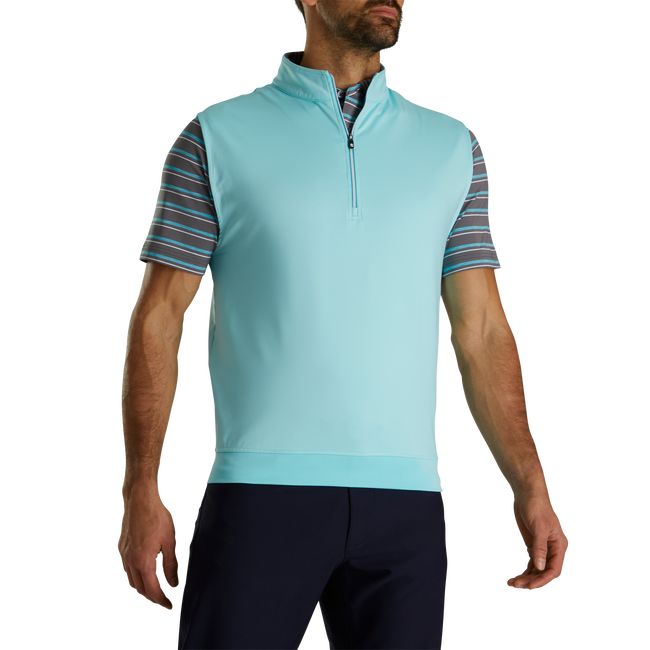 Men's Footjoy Half-Zip Jersey Vest Turquoise | TLXJINC-54