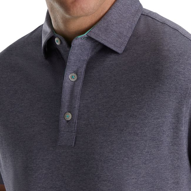 Men's Footjoy Heather Stretch Pique Solid Self Collar Shirts Grey | PJYCXEQ-27