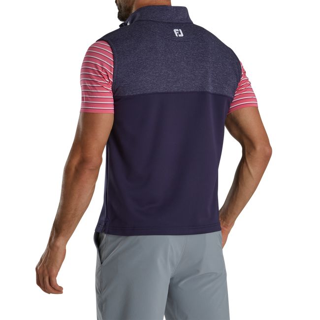 Men's Footjoy Heather Yoke Half-Zip - Fj Tour Collar Vest Navy | YKDUBRQ-16