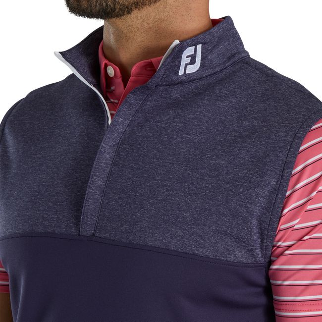 Men's Footjoy Heather Yoke Half-Zip - Fj Tour Collar Vest Navy | YKDUBRQ-16