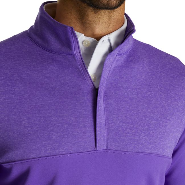 Men's Footjoy Heather Yoke Half-Zip Mid-Layer Sweatshirt Purple | NOCRQLB-59